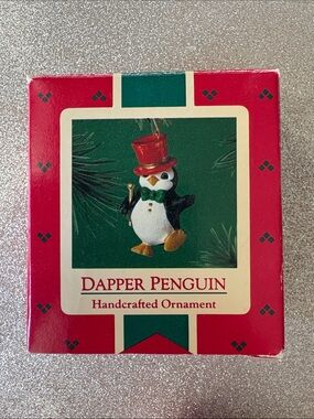 Hallmark Dapper Penguin Ornament - Red, Green, White